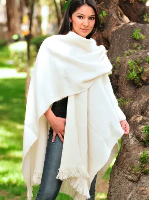 White Alpaca Ruana Open Poncho