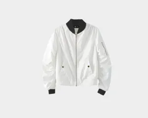 White Bomber Style Jacket - The Malibu