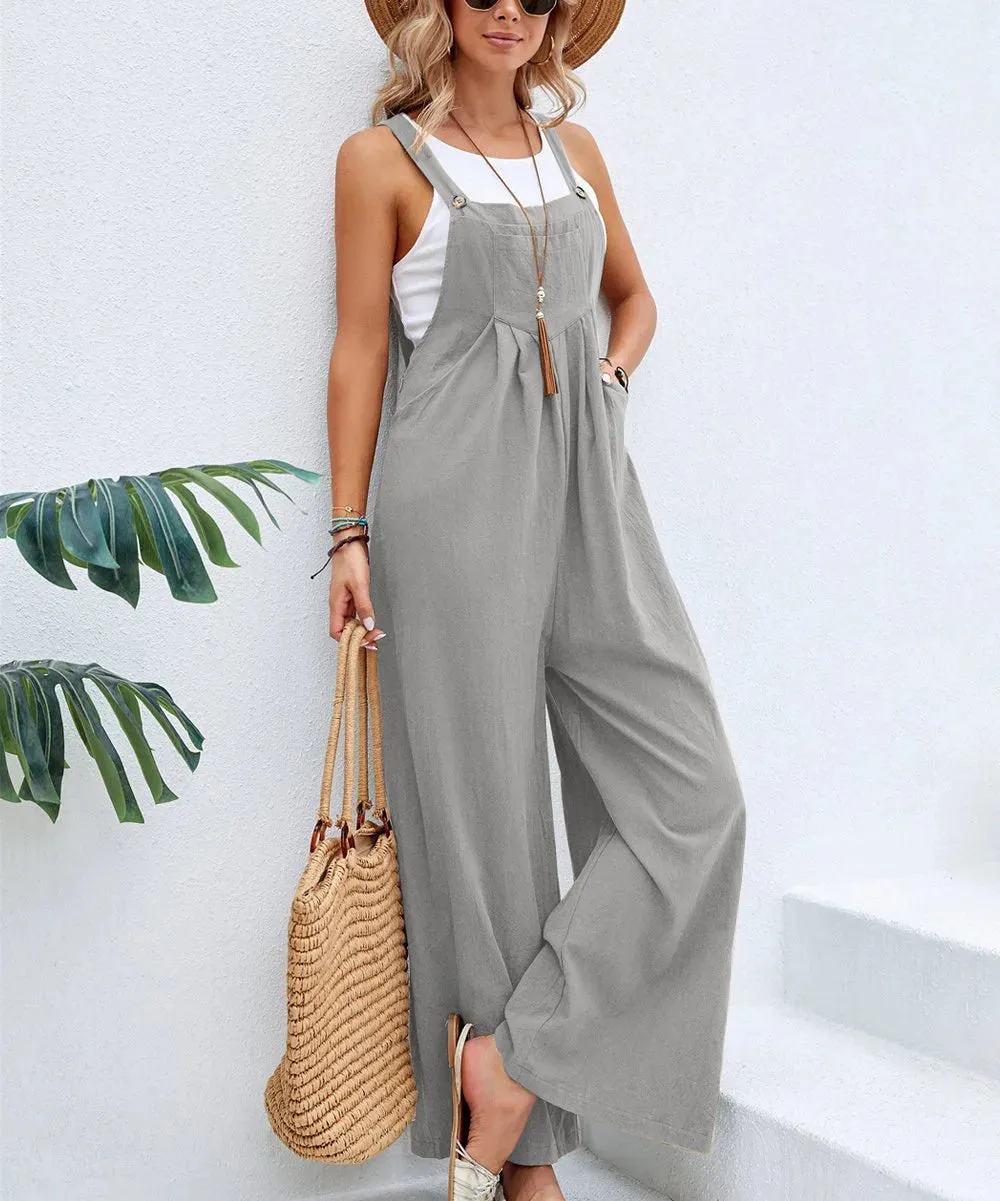 Wide Leg  Loose Suspender Jumpsuit