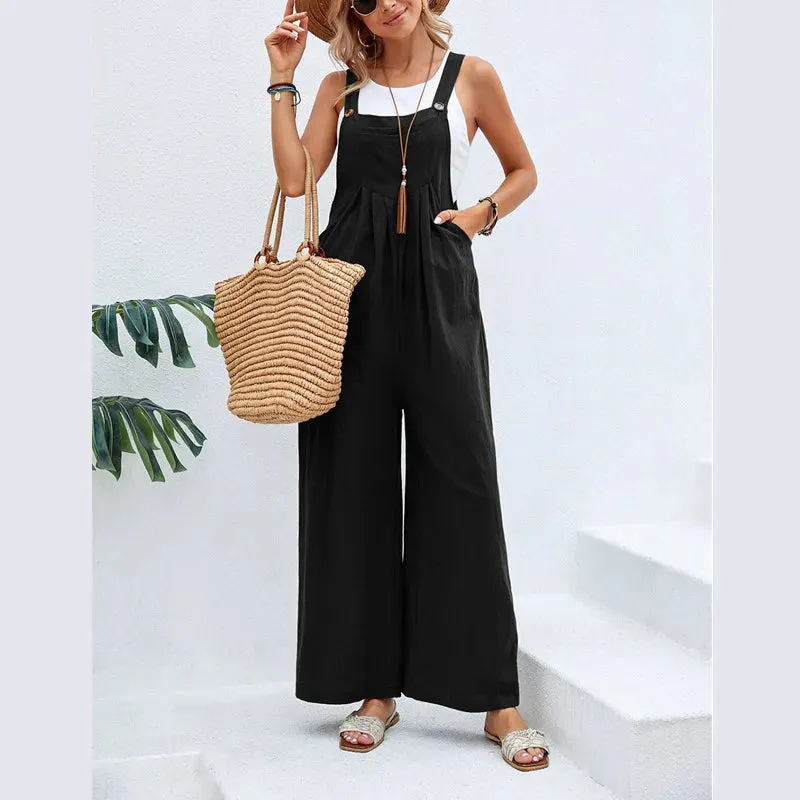 Wide Leg  Loose Suspender Jumpsuit