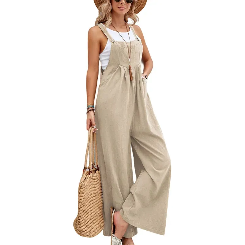 Wide Leg  Loose Suspender Jumpsuit