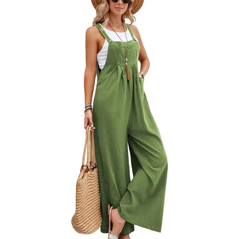 Wide Leg  Loose Suspender Jumpsuit